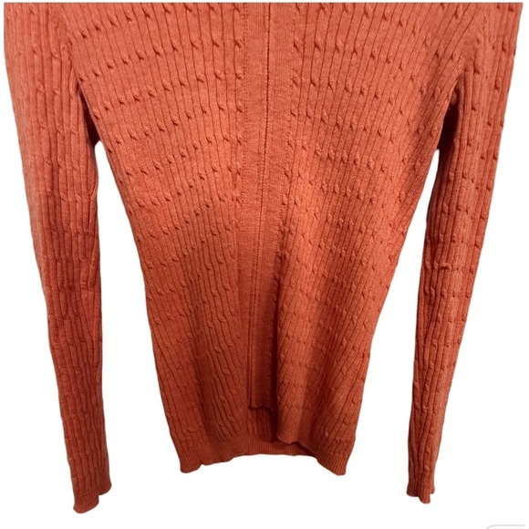 Peter Millar Golf Full Zip Cable Knit Jacket Peach Orange Size Medium 100% Wool - Picture 3 of 5
